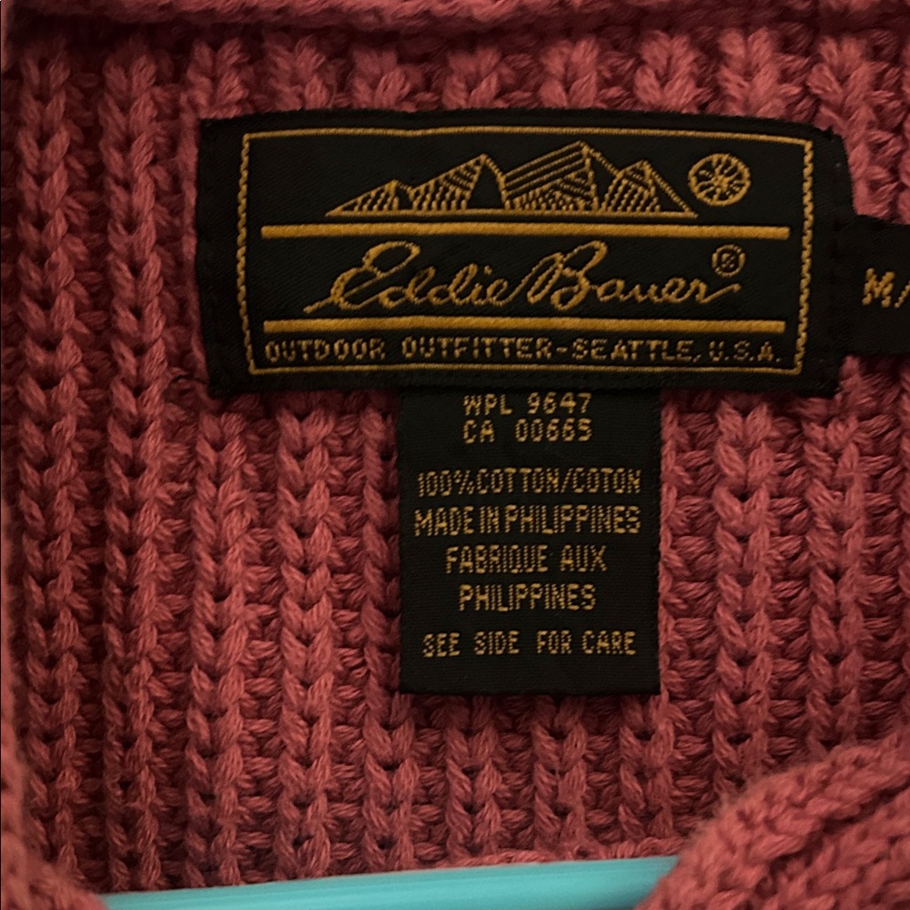 Eddie Bauer Sweater Women Med Pink rolled neck Pullover Crewneck Cable knit - Picture 5 of 6